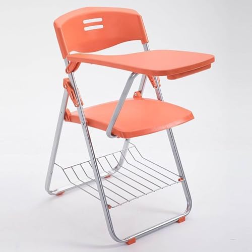 Stackable Folding Plastic Conference Chair with Writing Tablet, Mesh Backrest & Padded Seat - Ideal for Meetings, Events, and Office Use