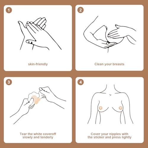 NAYODEUS 120Pcs Pasties Nipple Covers for Women - Disposable Nipple Pasties Friendly Breathable No-Show Nipple Stickers Nipple Tape. - image 4