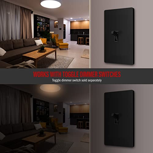 Image of ENERLITES Screwless Toggle Switch Wall Plate, Child Safe Light Switch Cover, Standard Size 1-Gang 4.68 inch x 2.93 inch, Unbreakable Polycarbonate Thermoplastic, UL Listed, SI8811-BK, Glossy, Black