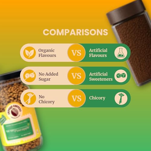 Image of Impulse Coffees Pal Pal Pineapple Instant Coffee Powder|Fruity,Sweet Aroma Flavoured Coffee|Dark Roasted Arabica Coffee Powder|Tropical & Fruity Instant Coffee Premix|Ideal Hot & Cold Coffee Mix|50 Gm