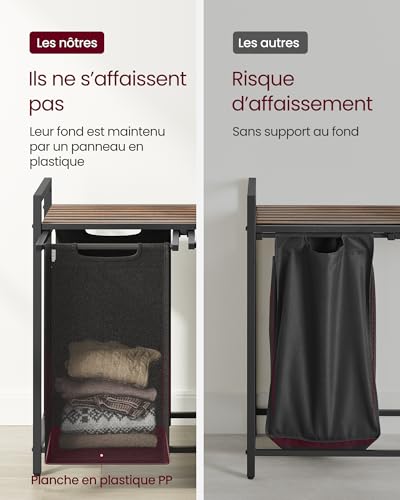 Panier à linge 2 compartiments VASAGLE 92L en métal et tissu - 6