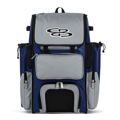 Boombah Superpack Bat Pack - Backpack Version (no wheels) - Holds up to 4 Bats - BPSPC23 Royal/Gray - For Baseball or Softball