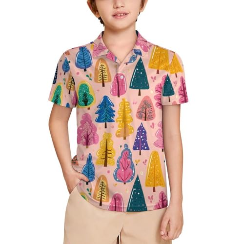 Boys' Classic Polo Shirts Short Sleeve Moisture-Wicking Golf & Tennis Shirts for Youth Teens Cute Kitten Cat