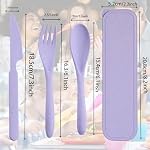 4‑Pack Travel Wheat Straw Utensils, BPA Free Fork Spoon Knife Storage Case - Image 3