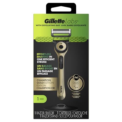 GilletteLabs with Exfoliating Bar Razor for Men, Champion Gold Edition - 1 Handle, 1 Razor Blade Refill, Includes Premium Magnetic Stand image 7