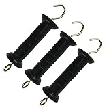 Bamboo's Grocery LoKii Electric Fence Gate Handle with Spring, Plastic Gate Handle Insulators, Black, 3Pcs