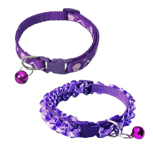 YellowCult 2 Piece Pet Collars for Cats, Puppies, Small Dogs, Fat Rabbits with Adjustable Size, Bell & Buckle Safety Lock-[Party Paw & Frill]-[Purple] (B0D17G9KBD) Amazon Price History, Amazon Price Tracker
