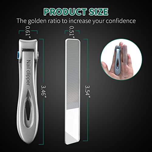 SZHLUX Nail Clippers Ultra Wide Jaw Opening Fingernail and Toenail Clippers Set for Thick Nails Cutter for Ingrown Manicure,Pedicure,Men & Women Big, Silver - Thumbnail 4