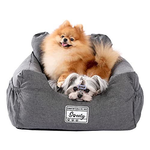 Siège Auto Pour Chien Jusqu'à 15 Kg - Panier Confortable Mousse Mémoire De Forme, Sécurité Triple, Lavable, Pour Trajets Longs