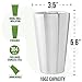 Stainless Steel Cups Double Wall Tumbler Glasses 16 oz - Premium Pint Cups - Set of 2 - Stackable Shatterproof - Dishwasher Safe for Home, Camping, RV - BPA Free