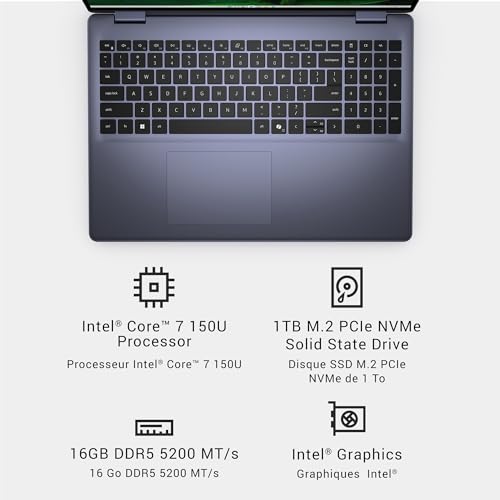 Dell Inspiron 16 Laptop 5640-16.0-Inch 16:10 FHD+ (1920 x 1200) Display, Intel Core 7-150U Processor, 16GB DDR5 RAM, 1TB SSD, Intel Graphics, Windows 11 Pro, Onsite & Migrate Service - Midnight Blue by Dell - Image 6