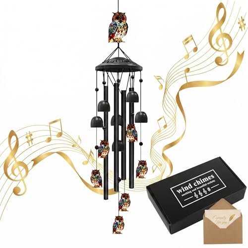 ZEUMIE Memorial Wind Chimes for Outside Owl Deep Tone Wind Chime Sympathy Gift for Loss of Loved One Mom Dad Ideal for Funeral Remembrance & Bereavement Outdoor Use