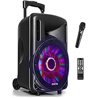 FENTON FT10LED - Altavoz portatil Potente de 10 Pulgadas 450 vatios con batería incorporada e iluminación LED - Altavoz con microfono inalambrico, Bluetooth, Reproductor MP3 USB/SD, Control Remoto