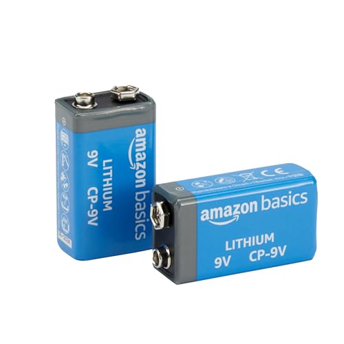 Amazon Basics 2-Pack 9 Volt High-Performance Lithium Batteries, 10-Year Shelf Life, Long Lasting...