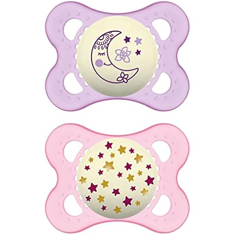 Chupete MAM Original Night S213 con Tetina Silicona Skinsofttm Ultrasuave, Brilla en la Oscuridad, Rosa (2 Unidades) Cover