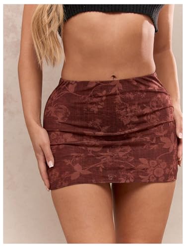 Women's Floral Bodycon Pencil Mini Skirt Y2k High Waisted Skinny Skirts4
