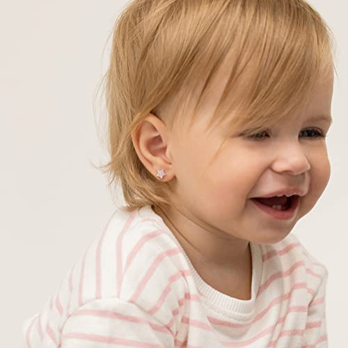 925 Sterling Silver Cubic Zirconia Sparkling Star-Shaped Stud Earrings with Easy to Wear Screw Back Locking Excellent for Toddlers & Little Girls - Gorgeous CZ Cluster Star Earrings for Girls2