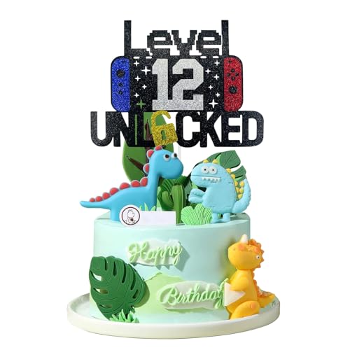 Cosmeria Decoración para videojuegos, decoración de 12 cumpleaños para niños, decoración para tartas y tartas, regalo para niños de 12 años