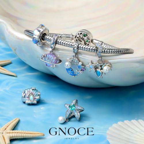 Image of GNOCE Ocean World Cute Animal Charm Beads,925 Sterling Silver Dangle Charms Fit Bracelets & Necklace, Hand-Finished Keepsake Travel Jewelry Gift for Women Men BBF