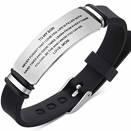 To My Son Bracelets For Son | To My Son Bracelet from Mom, Son Inspirational Bracelet, Engraved Personalized Gifts for Teen boys, Son bracelet from mom (ToMySonLoveMom)