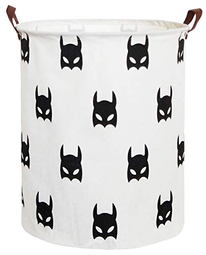 Image of HIYAGON Large Sized Storage Baskets with Handle,Collapsible & Convenient Home Organizer Containers for Kids Toys,Baby Clothing (Black Bats)