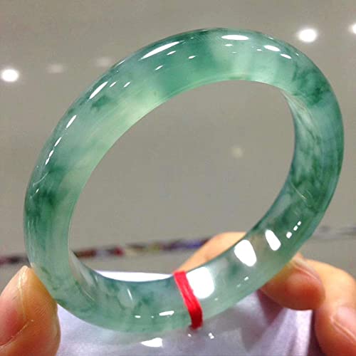 Bracelet en jade jadéite véritable jonc rond de glace fleur verte flottante