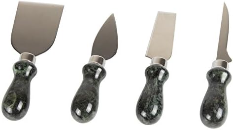Creative Home Natural Green Marble Handle Set of 4 Pieces Multipurpose Cutter Spreader Set includes Pronged