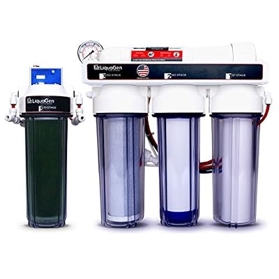 LiquaGen- Super Flow Reverse Osmosis & Deionization (RODI) Water Filtration System | Pressure Gauge with Float Valve | HM Digital TDS Meter - 100 GPD | Ultra Pure Water Softener for 0 TDS/PPM Water