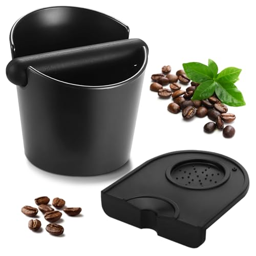 Espresso Coffee Knock Box, Coffee Machine Accessories, 4.4Inch Coffee Knock Bin, Barista Knock Box for Coffee Ground, Removable Knock Bar and Non-Slip Base Espresso Accessories