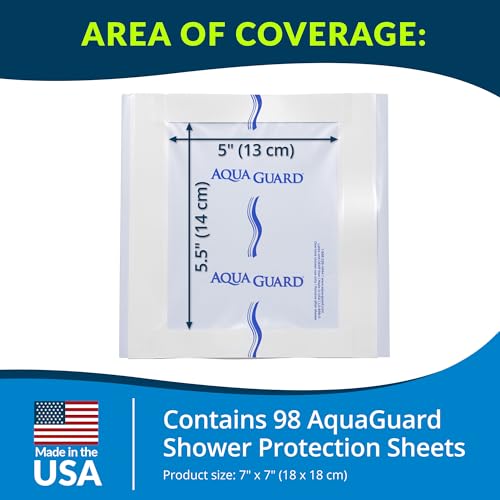 TIDI 50010-CSE AquaGuard Sheet – 7” x 7” – (Area of Coverage: 5” x 5.5”) – Shower Protection Sheet – Self-Adhesive Moisture Barrier – Wound Cover for Showering – 98 Sheets – Home Medical Supplies by TIDI - Image 3