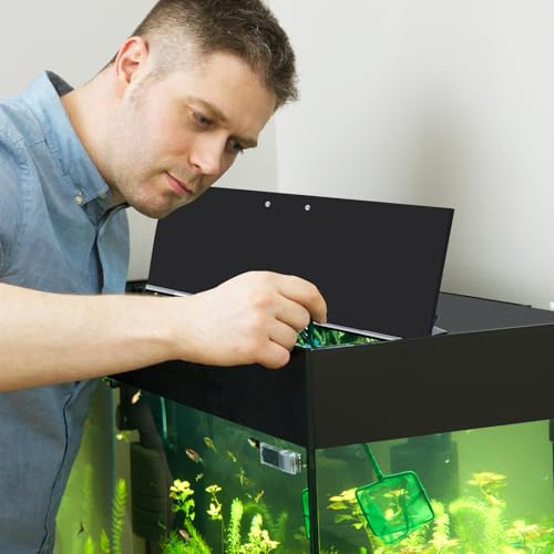 Image of Sieral Aquarium Polycarbonate Canopy Set 15.37 x 7.63 x 0.12 Inch for 5 Gallon Without Center Brace Aquariums Cover Fish Tank Lid with a Hook Knife, Black