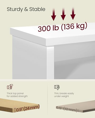 Image of VASAGLE Shoe Bench, Storage Bench, 6 Compartments, Adjustable Shelves, for Living Room, Entryway, Dorm, 11.6 x 39.4 x 19.7 Inches, Cloud White ULSB036W01