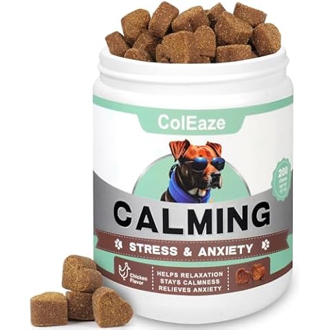 ColEaze Dog Calming Chews 200 Count Dog Calming Treats Anxiety Relief for Dogs Sleep Calming Aid Health & Wellness Supplements for Dog Separation Barking Chicken Liver Flavor Cover