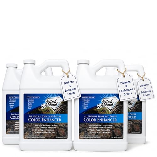Color Enhancer Sealer for All-Natural Stone and Pavers. Marble, Travertine, Limestone, Granite, Slate, Concrete, Grout, Brick, Block. (4 Gallons)