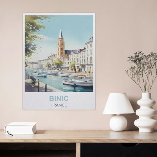 Plaque signe en fer rétro Binic France art mural suspendu maison 30x40 - 3