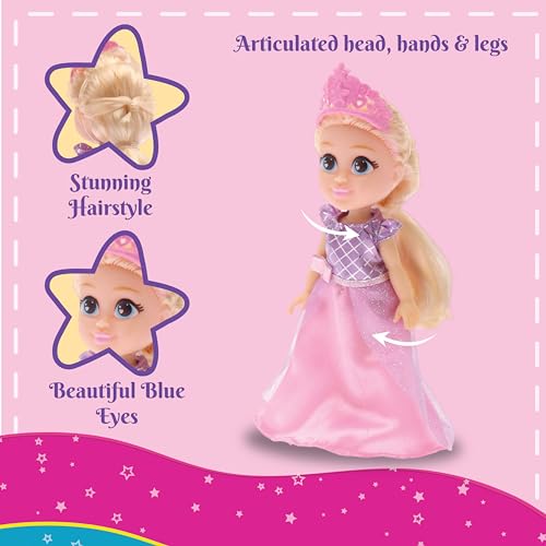 Image of Li'l Diva Princess-Fiona 6 inch Doll|India's First Preschool RolePlay Pretend-Play Doll with Accessories|Birthday Gift|Toy Doll for Girls 3+|Movable Arms & Legs|Beautiful Dress|Elegant Eyes|Soft Hair Play