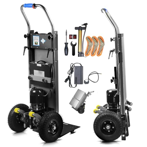 1250W Elektrische Sackkarre, Elektrischer Treppensteiger mit 900 lbs/408 kg Tragkraft, Treppen & Abstiege BewäLtigen, Schwere Treppensteiger mit Sicherheitsseil & Luftpumpe für Möbeltransportieren