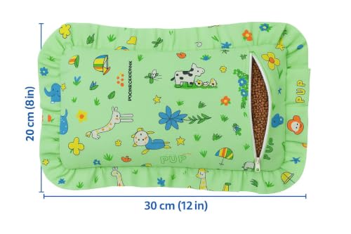 Image of Baby Pillow Jungle Print Cotton Pillow with Mustard Seed Filling (Green)