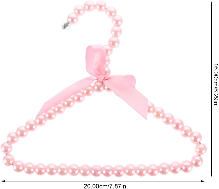 Beavorty Pearl Pet Clothes Hanger Dog Garment Hanger with Bow Decor Small Lightweight Coat for Puppy Clothing Storage 7.87 X 6.29 X 0.39 in Set of 2