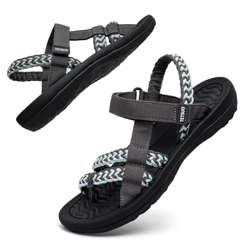 Maxome Womens Hiking Sandals Sport Outdoor Sandal with Arch Support Hook Loop Strap Walking Flip Flop Slides