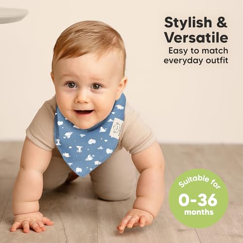 KeaBabies 8-Pack Baby Bandana Drool Bibs and 5-Pack Burp Cloths for Baby Boys and Girls - Cotton Rags for Toddlers Boys, Girls - Ultra Absorbent Burping Clothes for Infants4