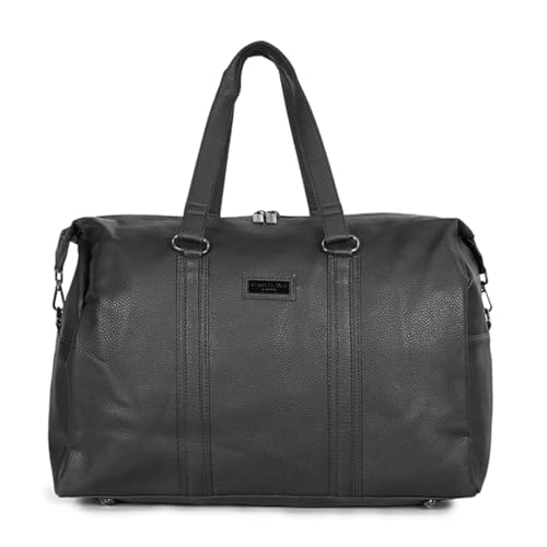 Image of Kenneth Cole 30L PU Duffle Bag for Travel & Gym | Spacious Unisex Handbag with Metal Hardware for Men & Women | Ideal for Weekend Trips & Workouts | Black