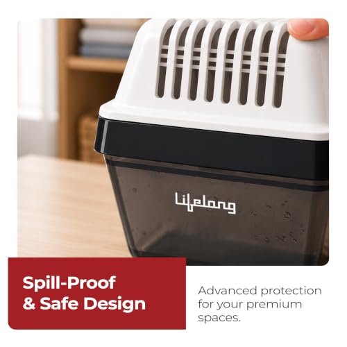 Image of Lifelong Moisture Absorber Reusable Box with Refill Pouch (400g) for Wardrobe, Bathroom & Bedroom | Dampness & Odour Remover, Prevents Mould & Fungus, Long-Lasting Freshness (Pack of 1)