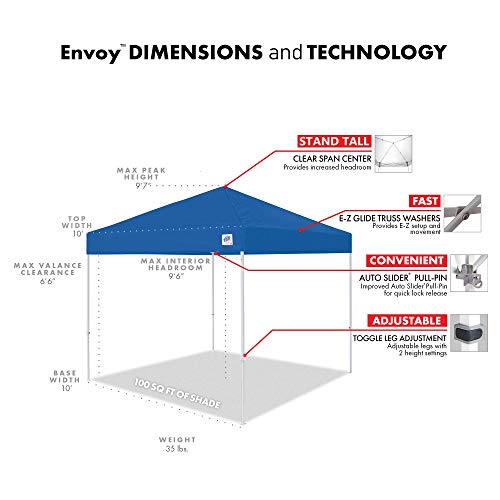Envoyoutdoorcanopypopuptent10x10rollerbag4piecespikesetrecreationalgraderoyalbluetop Urban Country Home Decor Envoy outdoor canopy pop up tent 10 x 10 roller bag 4 piece spike set recreational grade royal blue top urban country home decor