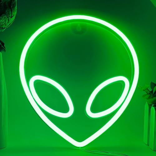 VIFULIN Alien Neon Sign Green Alien Light, Alien Neon Lights Alien LED Sign Alien Head Lamp Gifts USB/Battery Operated Neon Sign for Wall Decor, Alien Party Decorations for Halloween, Christmas