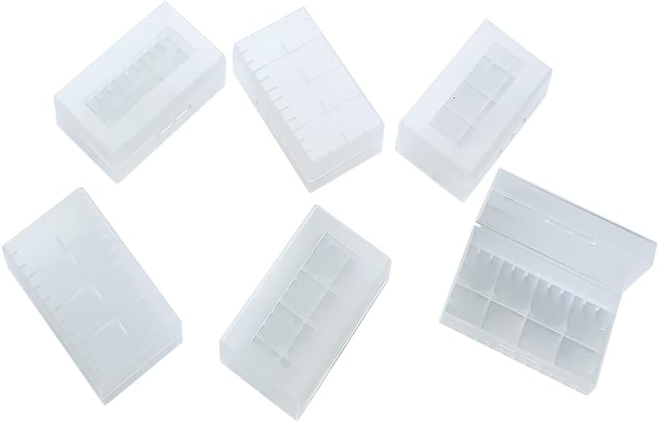 WYAN Pack of 6 for 20700/21700 Battery Box Container, Waterproof Battery Box, Battery Storage Box, Battery Box for Protecting and Transporting (White Transparent)