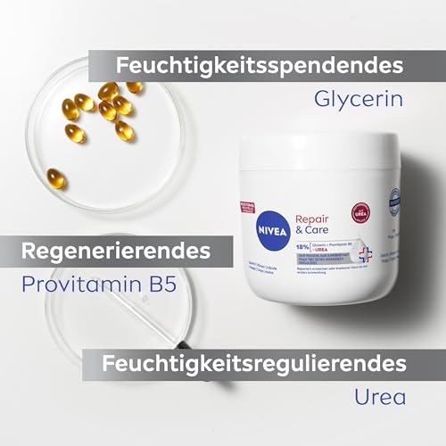 NIVEA Repair & Care Creme Glycerin + Urea (400 ml), intensiv pflegende Creme für 72h Feuchtigkeit… – Ansicht 4