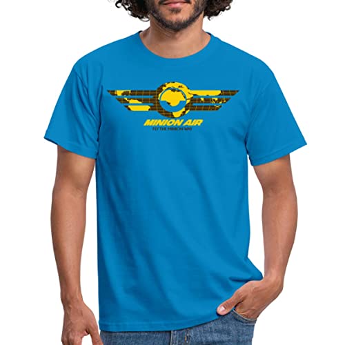 Spreadshirt® Les Minions Voler avec Minion Air T-Shirt Homme, XXL, Bleu Royal
