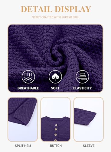 Image of Eytino Womens Plus Size Sweaters Casual Long Sleeve Loose V Neck Button Henley Tops Pullover Knit Jumpers,(1X-5X)