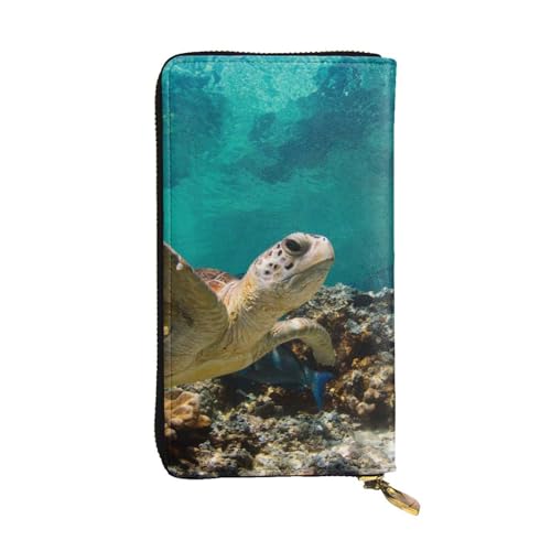 Portefeuille long femme Sea Turtle en cuir synthétique de qualité supérieure chic